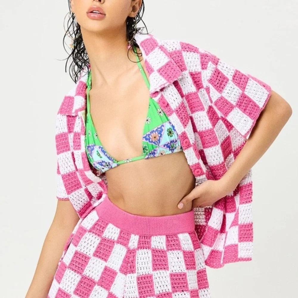 Frankie’s Bikinis Coco Crochet Button Up Shirt - Size XS